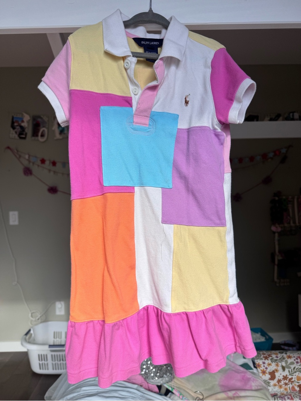 Ralph Lauren Girls’ Multi-Color Patchwork Polo Dress Size 6